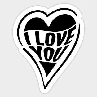 I Love You Shape Black Sticker